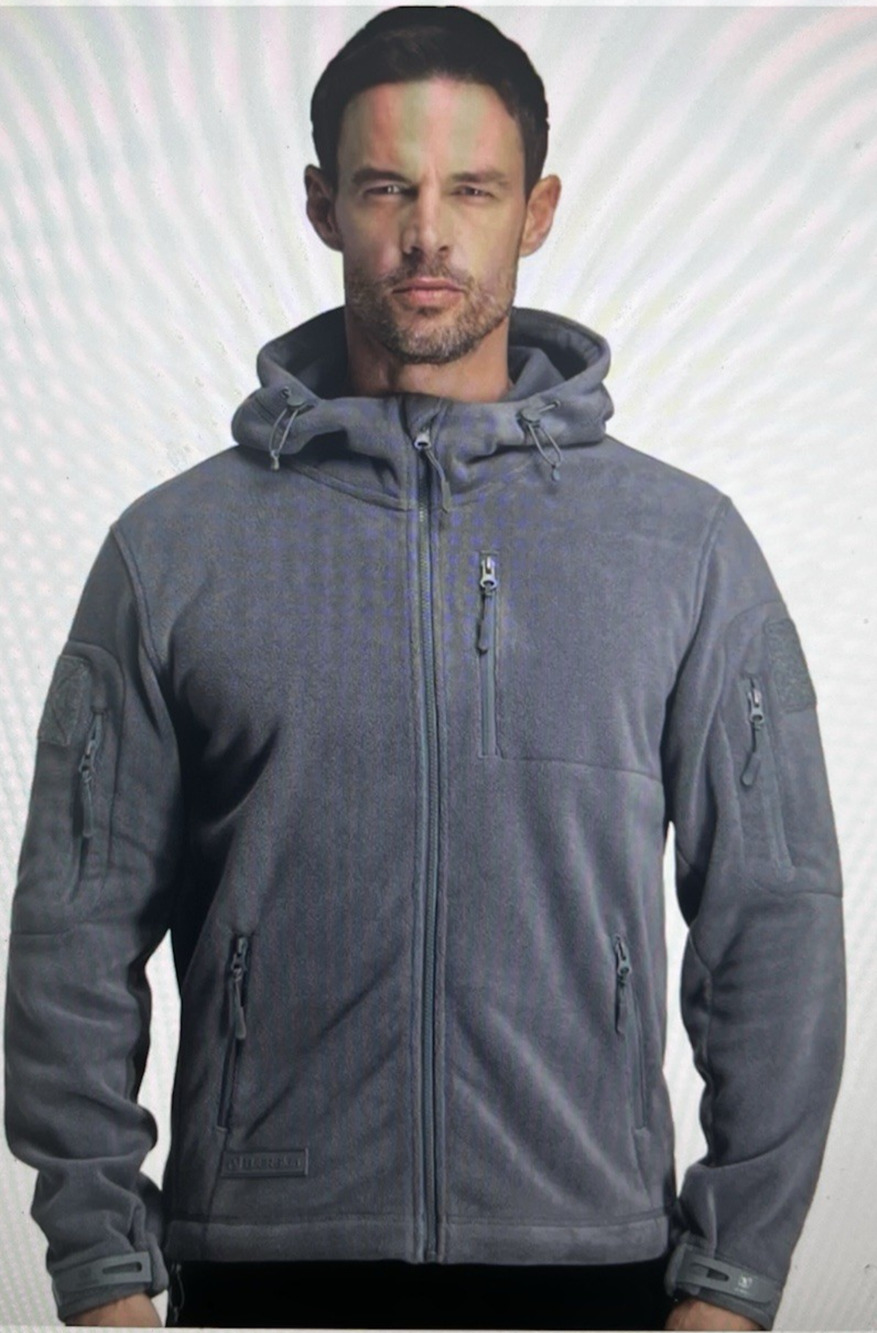 BAERSKIN Tactical Fleece Hoodie 3.0 Men's Medium Gray Full Zip Hooded Jacket